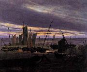 Caspar David Friedrich Boats in the Harbour at Evening oil painting picture wholesale